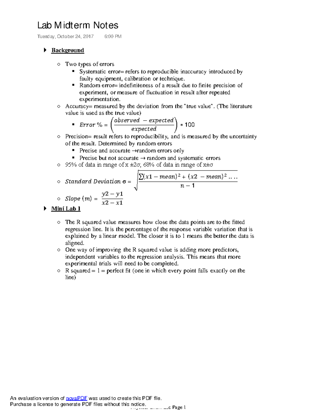 Physical Chem Lec - Background Systematic error= refers to reproducible ...