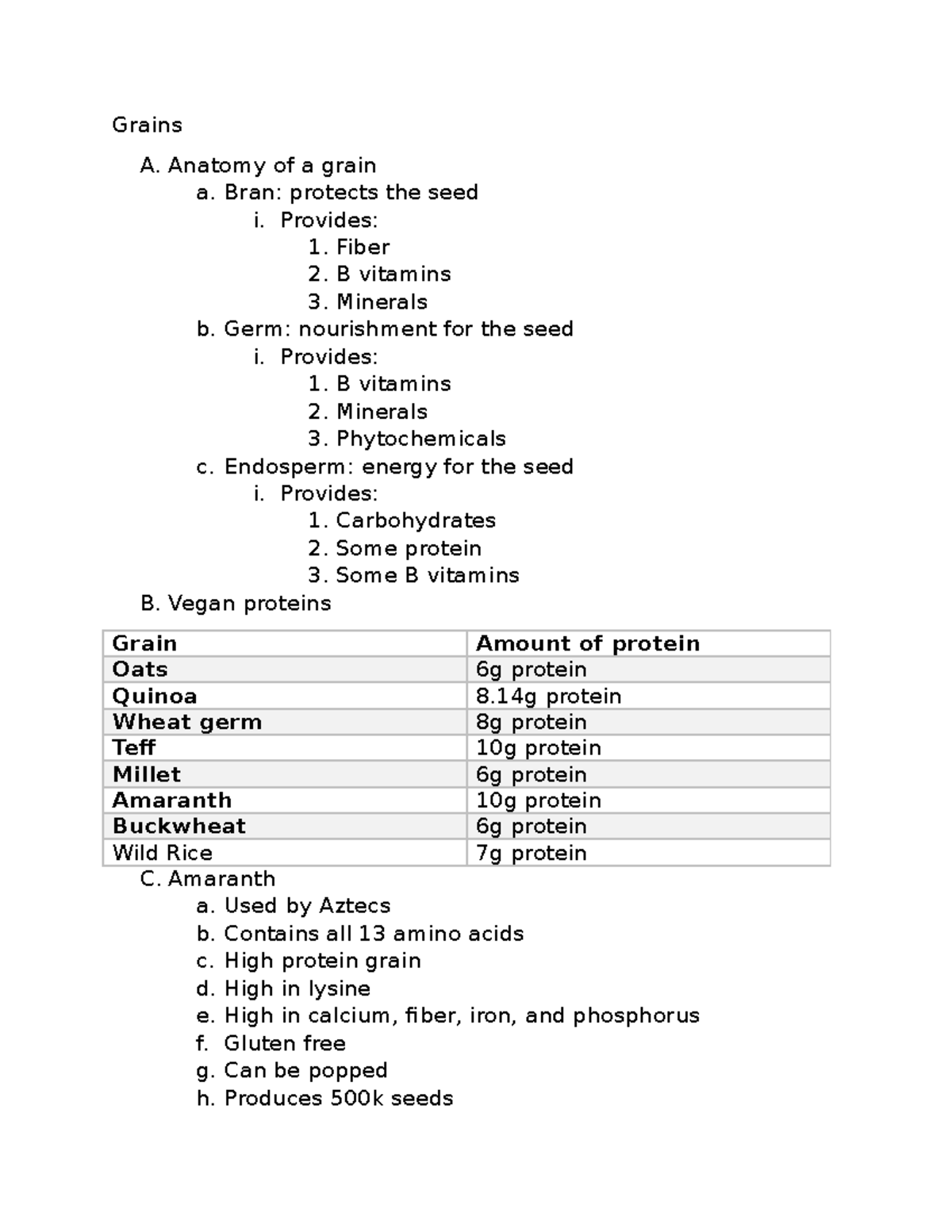 Grains Lesson 3 - Lecture notes 3 - Grains A. Anatomy of a grain a ...