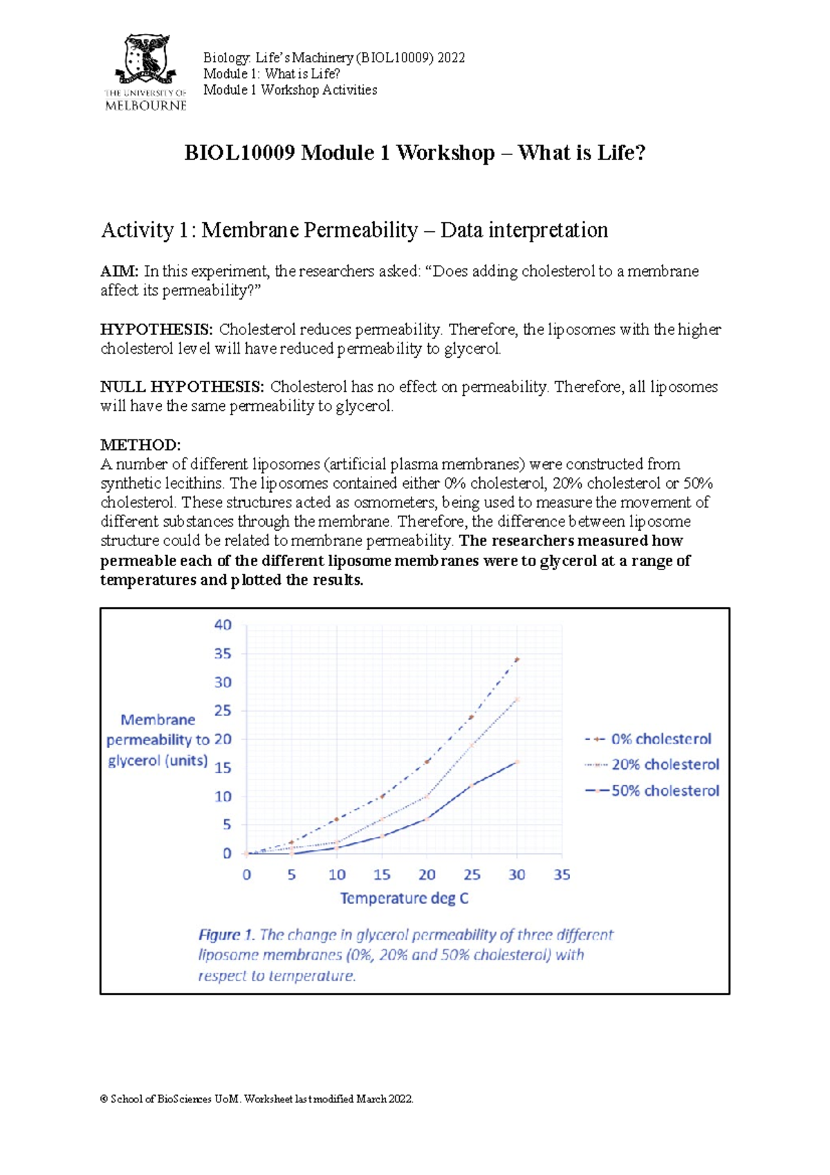 BIOL10009 M1 Workshop Activities V2 Module 1 What Is Life Module 1