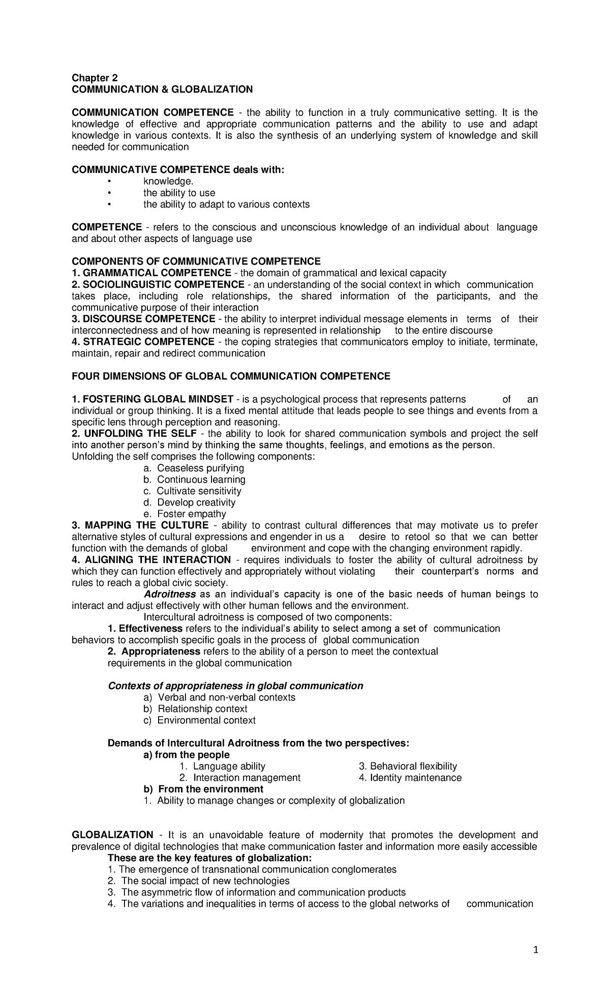 Chapter 2 Outline - 1 Chapter 2 COMMUNICATION & GLOBALIZATION ...