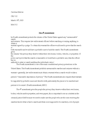 CJ 112 Mod 5 Journal - assignments - Carolina Estevez CJ 112 4/5/ Mod 5 ...