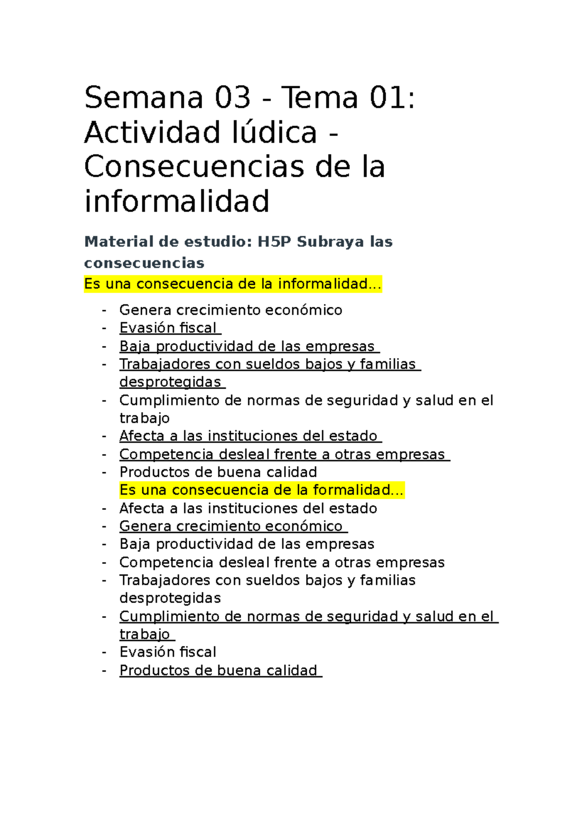 Semana 03 Actividad Ludica 2 Consecuencias De La Informalidad - Semana ...