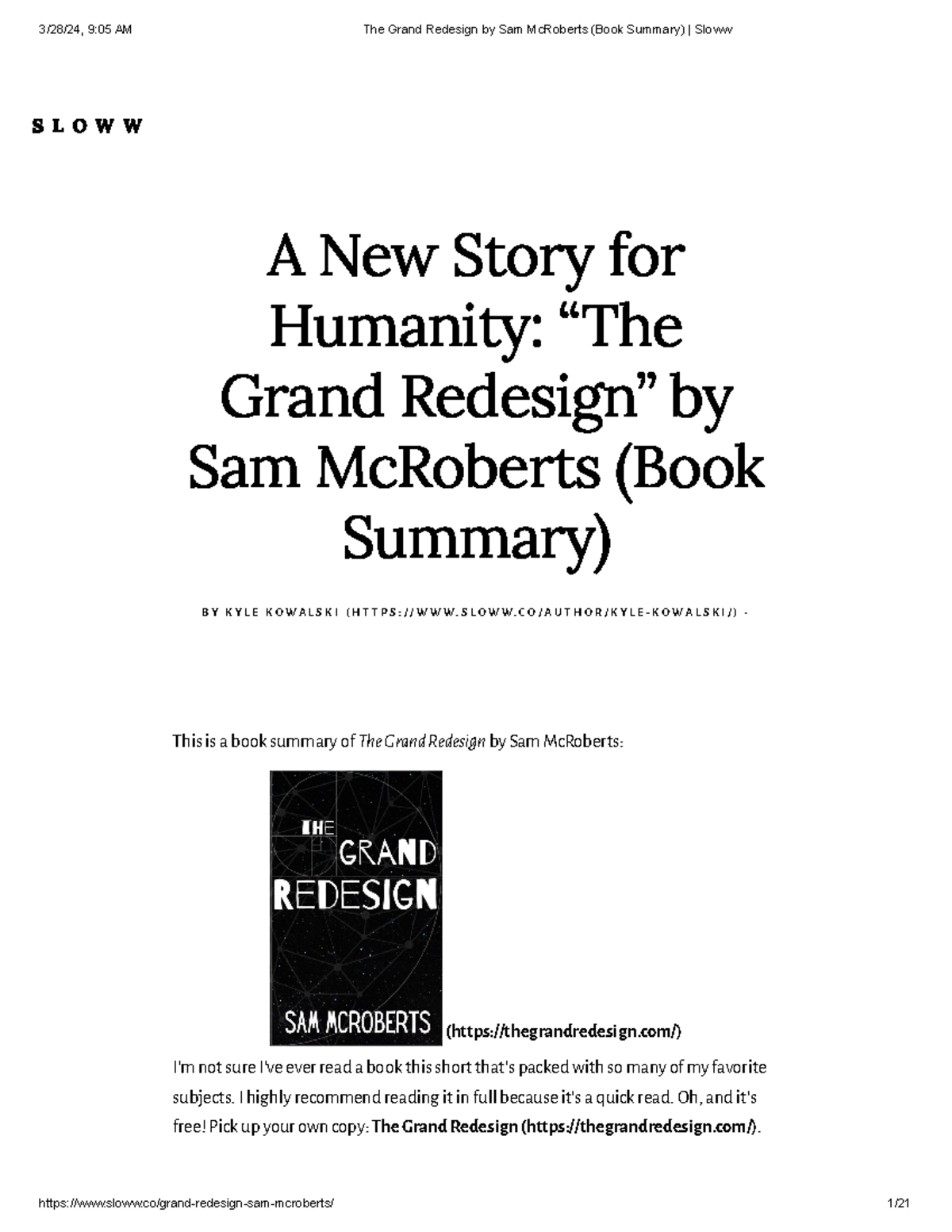 The Grand Redesign by Sam Mc Roberts (Book Summary) Sloww - ####### S L ...