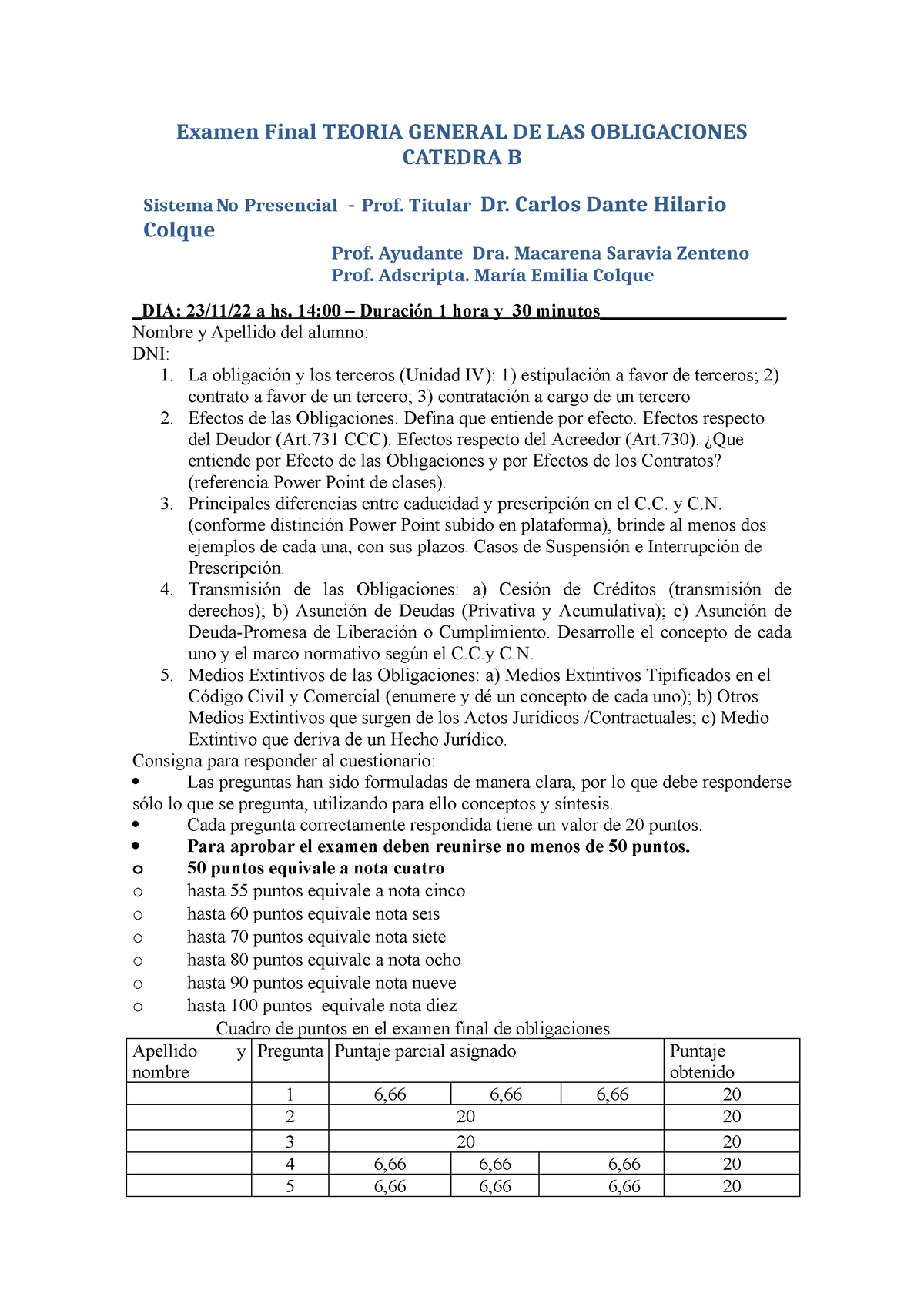 Examen Final Teoria General DE LAS Obligaciones Catedra B - Examen ...