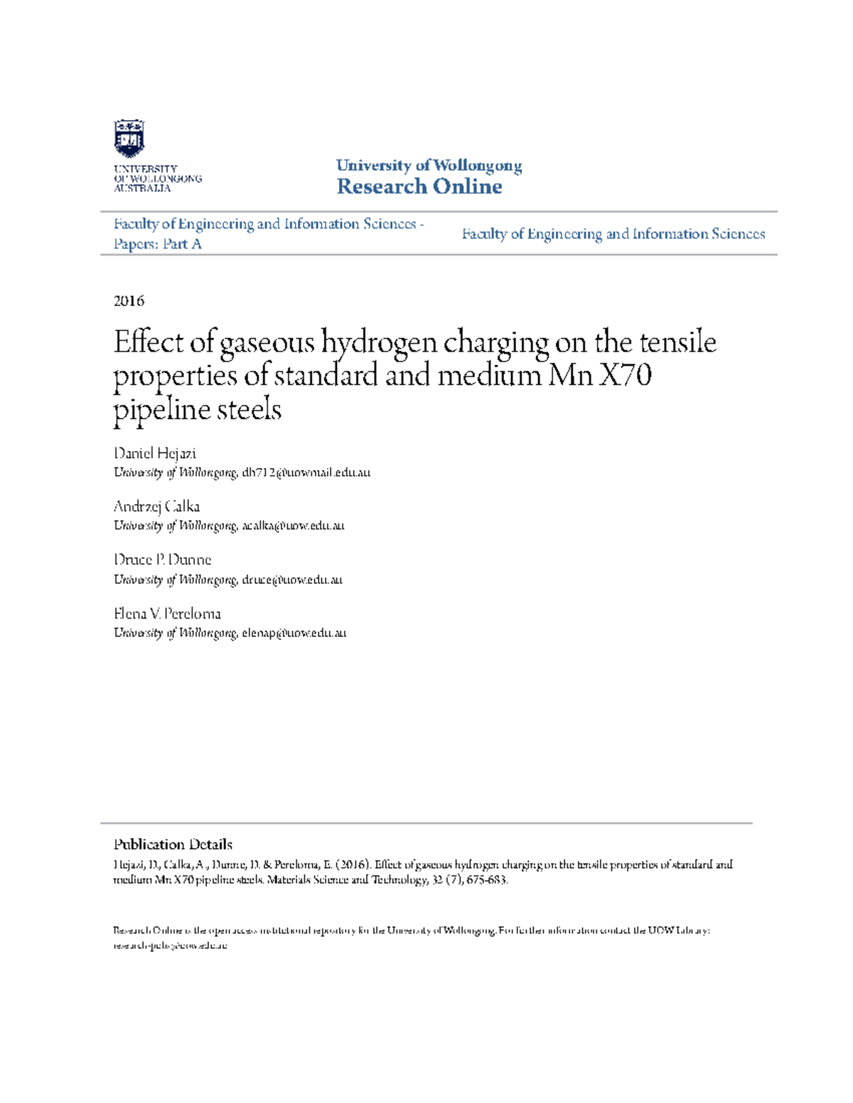 Effect of gaseous hydrogen charging on the tensile properties of ...