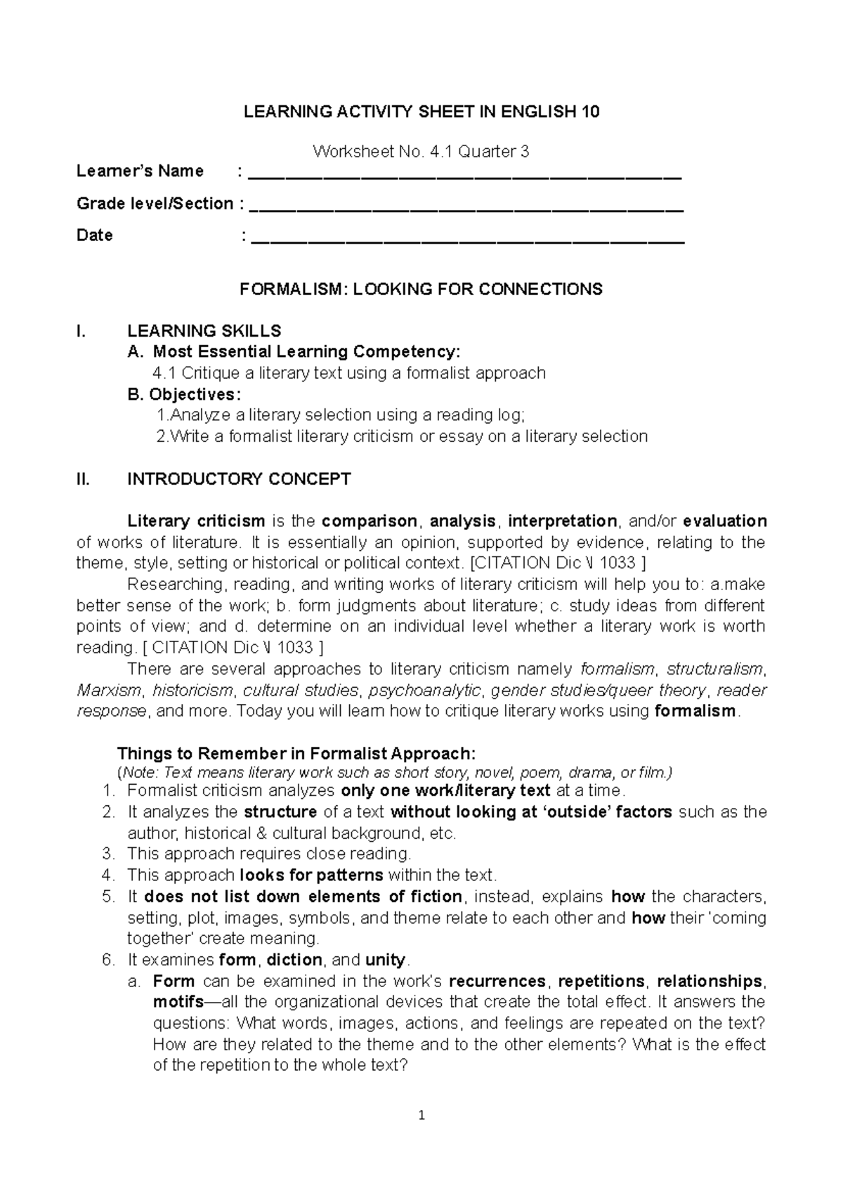 self learning module quarter three - LEARNING ACTIVITY SHEET IN ENGLISH ...