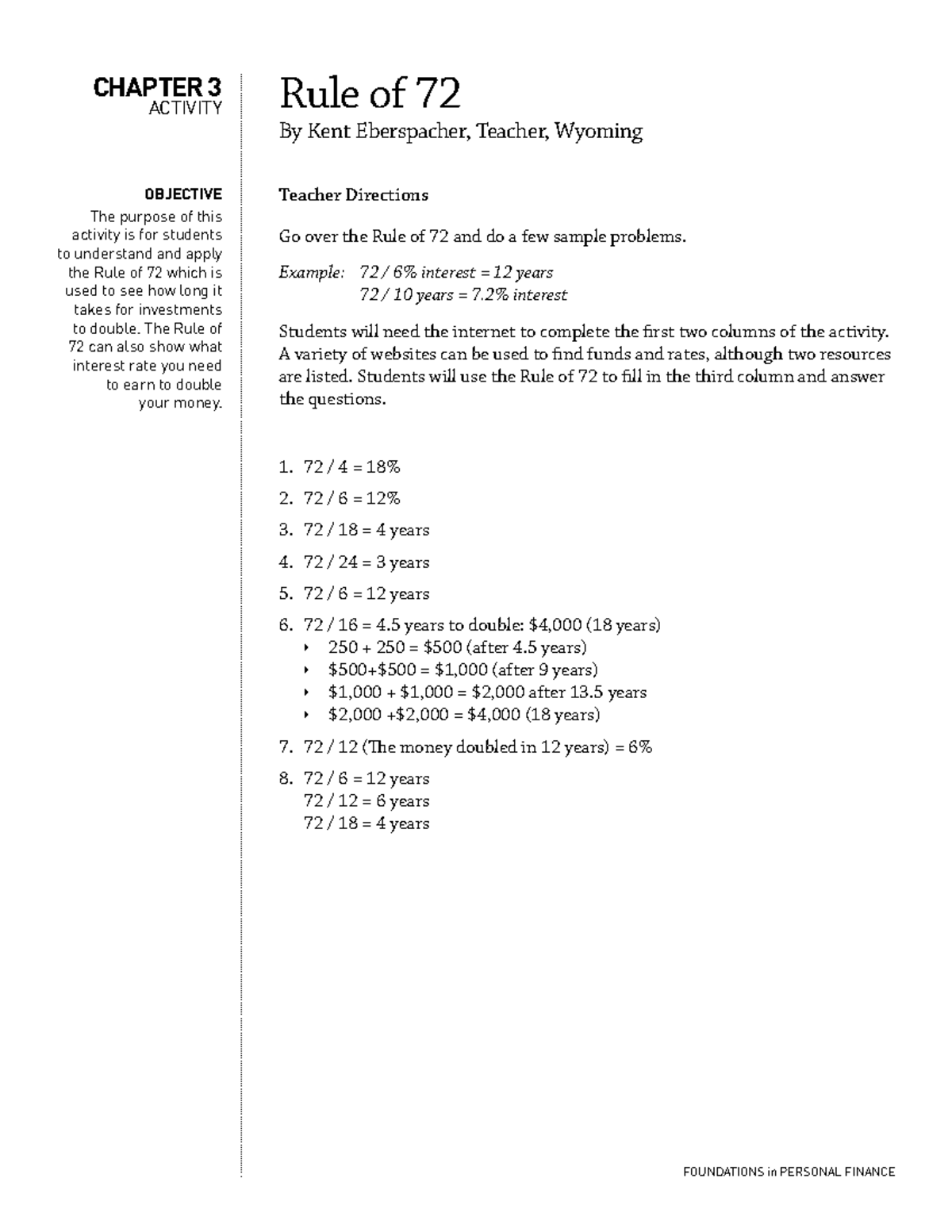 Rule Of 72 The Paper Doesn t Give Enough Description Of How To