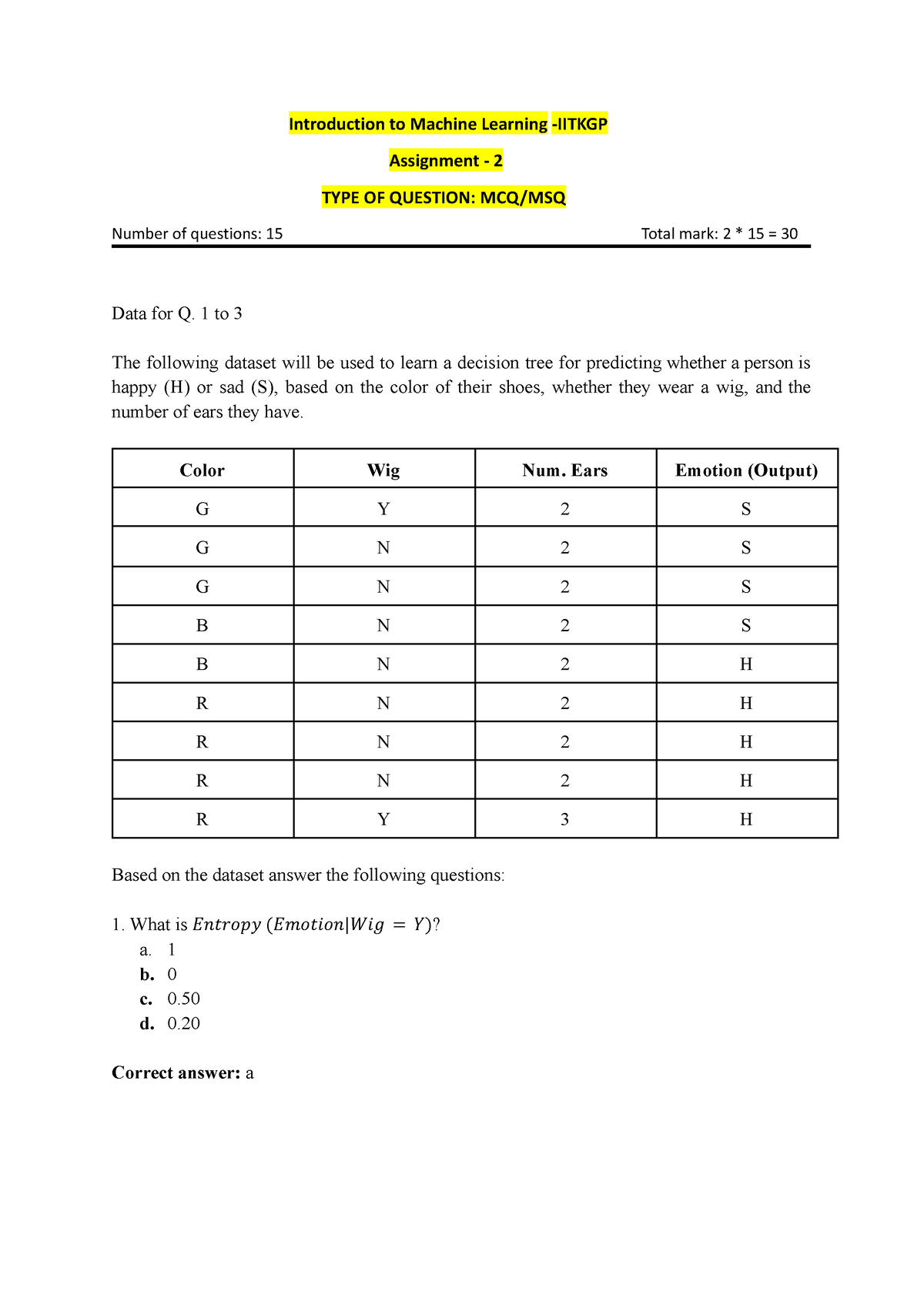 introduction to machine learning iitkgp assignment answers 2023