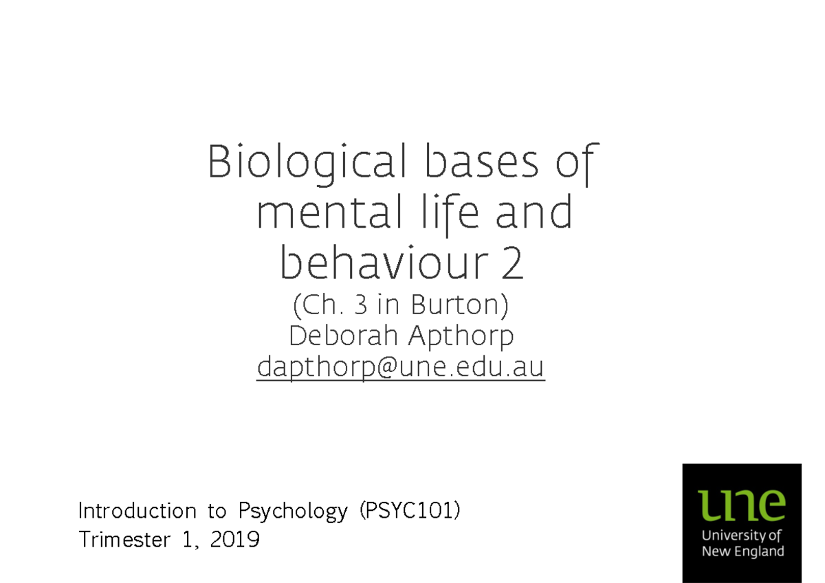 Week5 PSYC101 Bio Psych 2 One Slide Per Page - Biological Bases Of ...