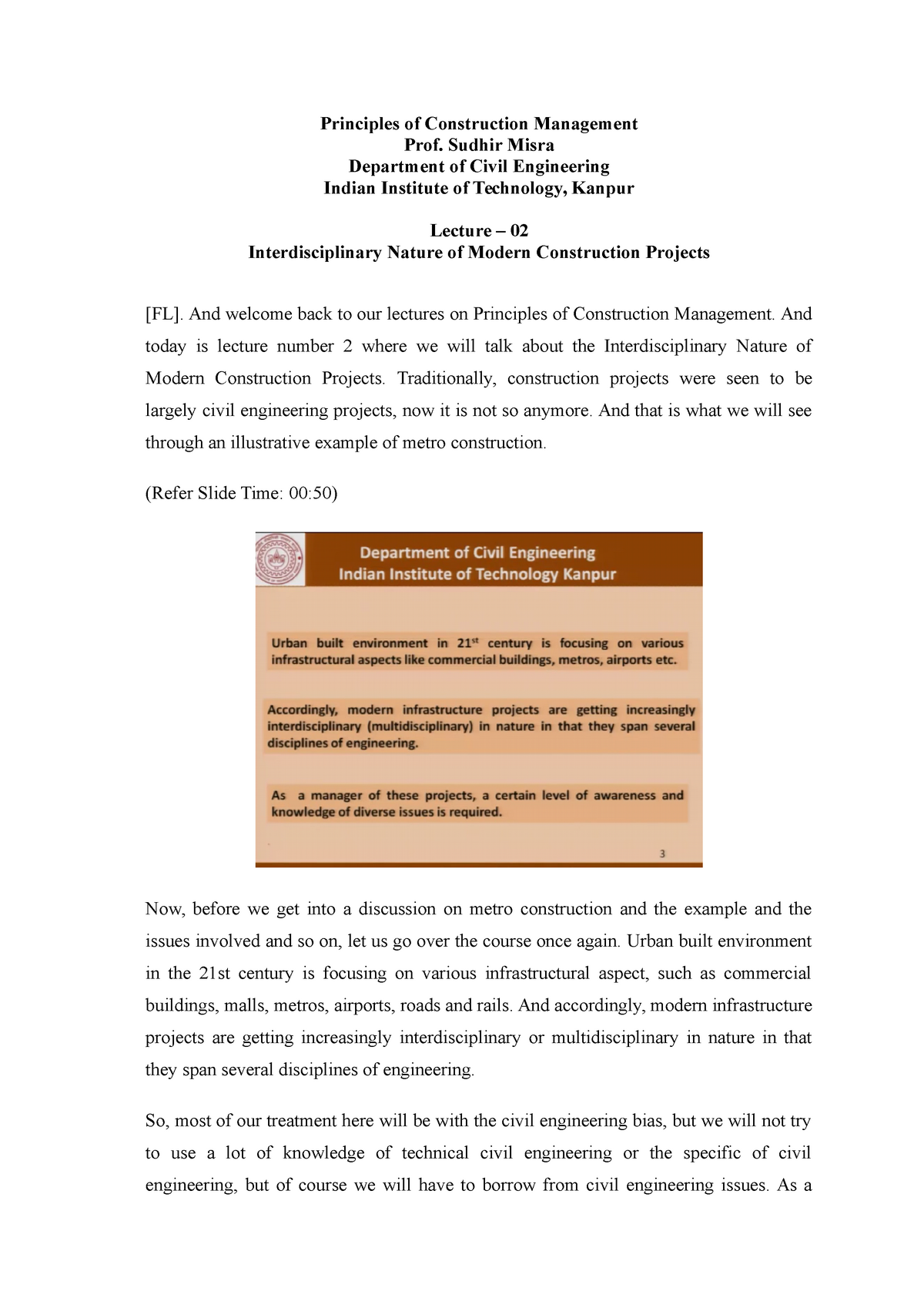 Lecture 2 Interdisciplinary Nature Of Modern Construction Projects ...