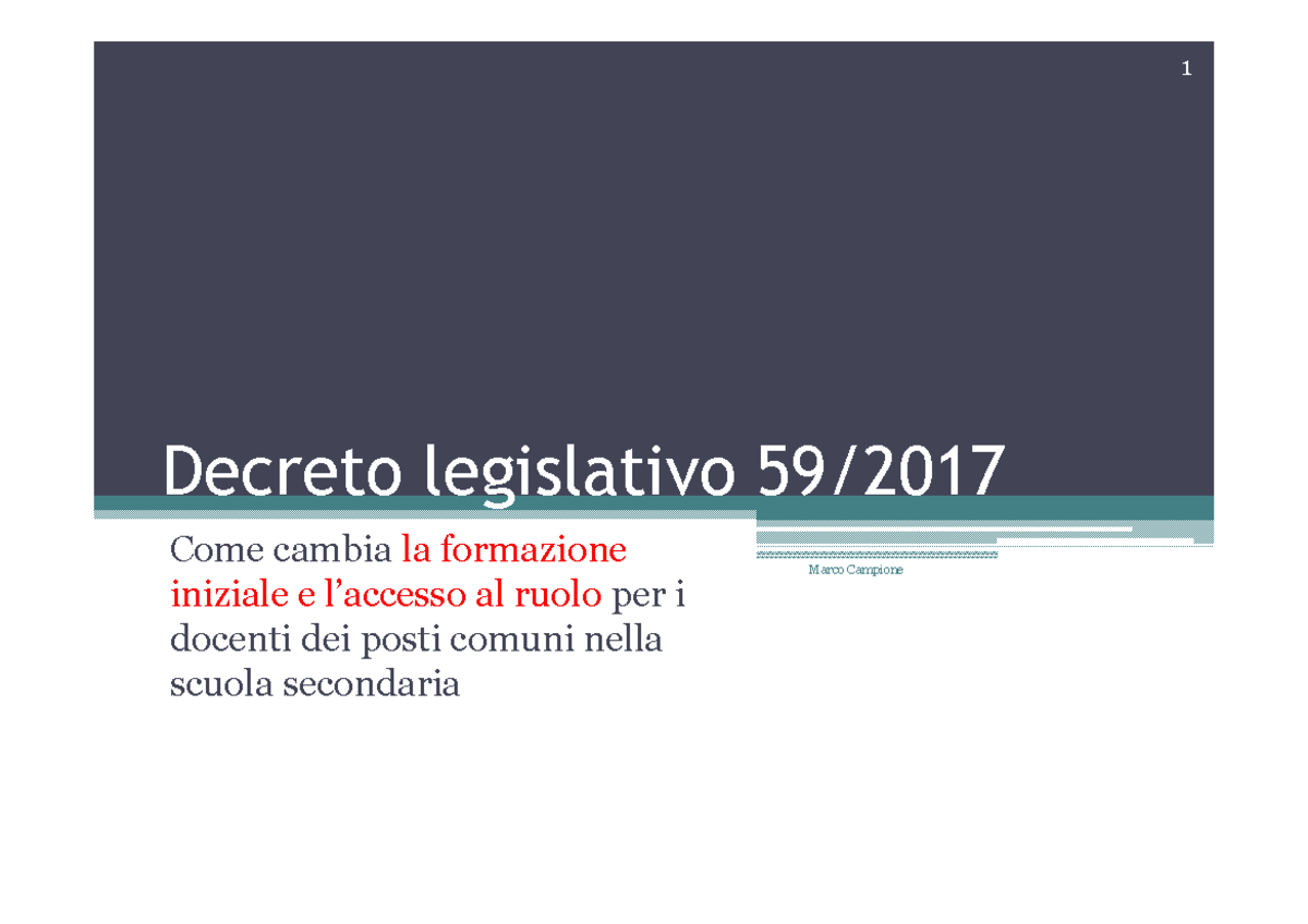 Decreto legislativo n 59 del 2017 - Decreto legislativo 59/ Come cambia