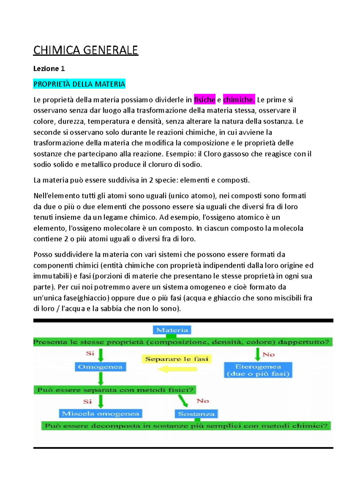 Chimica Generale 1 CHIMICA GENERALE Lezione 1 PROPRIETÀ DELLA MATERIA