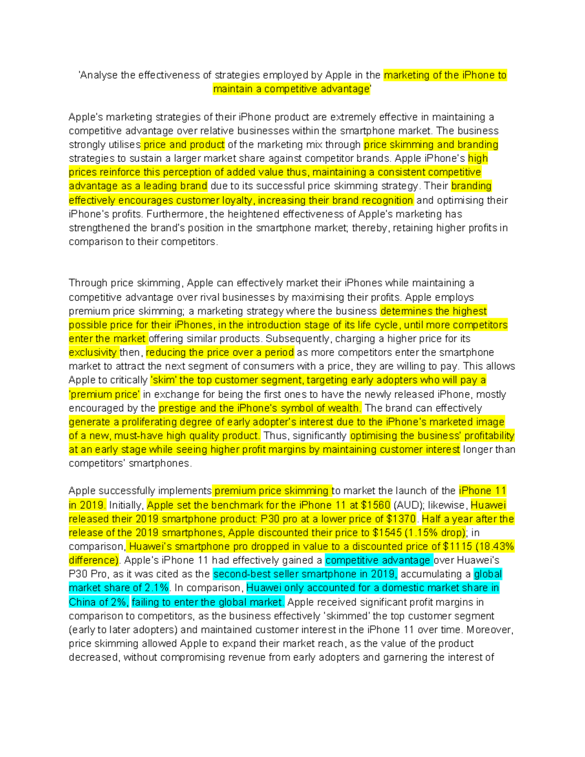 Business Essay on Apple - ‘Analyse the effectiveness of strategies ...
