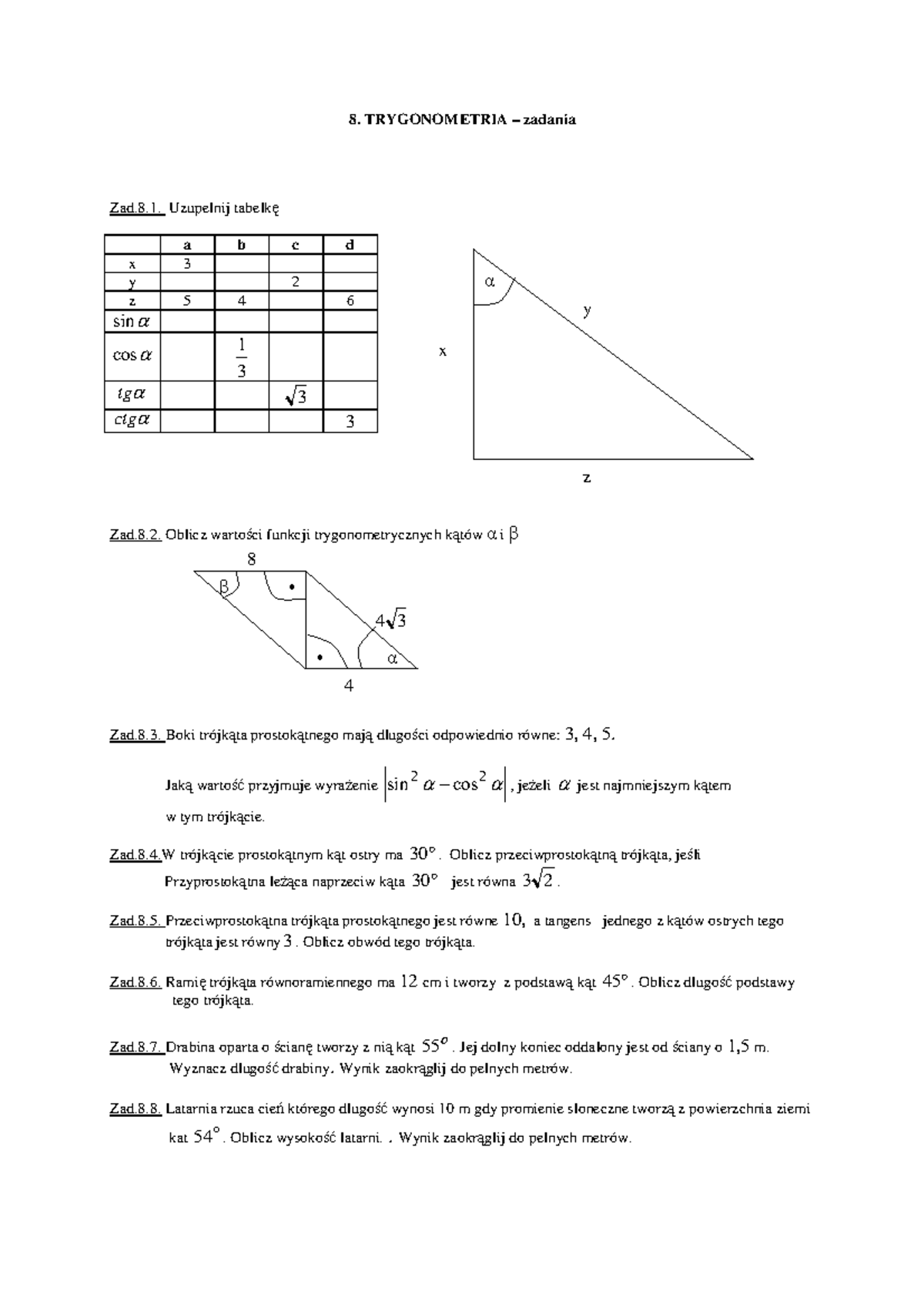 Matematyka Pl Sprawdzian Z Trygonometria www.studocu.com