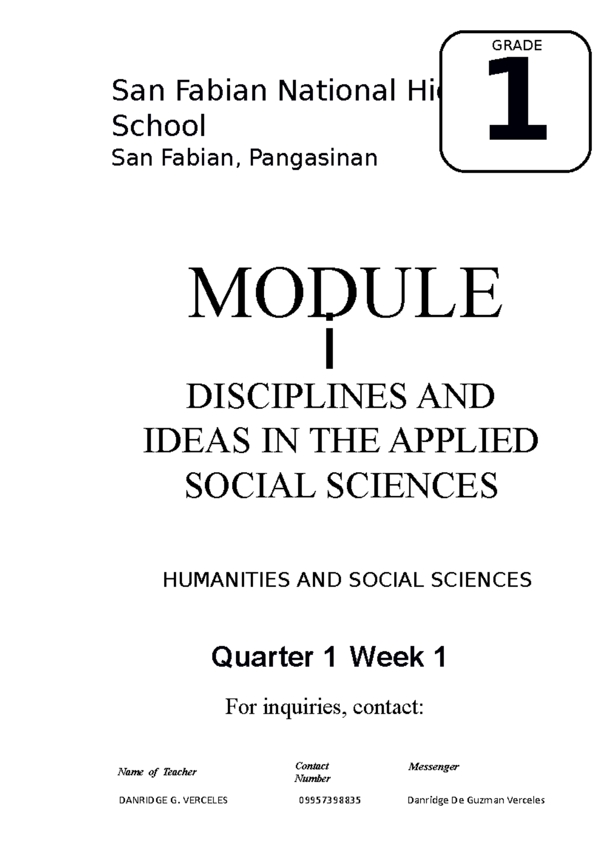 Diass-QTR1- Module 1 - Hwjwjw - San Fabian National High School San ...