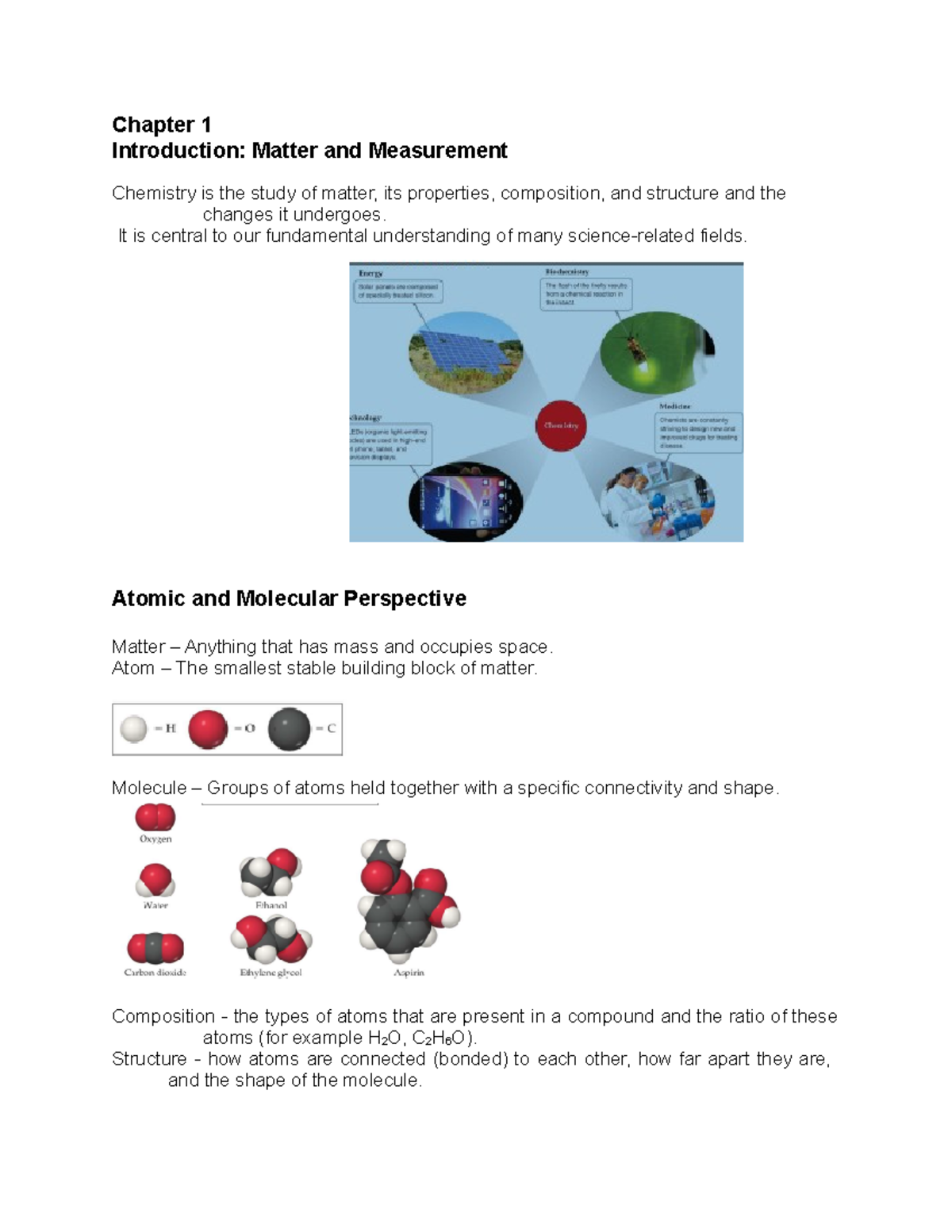 Chapter 1-Introduction (Matter And Measurement) - Chapter 1 ...