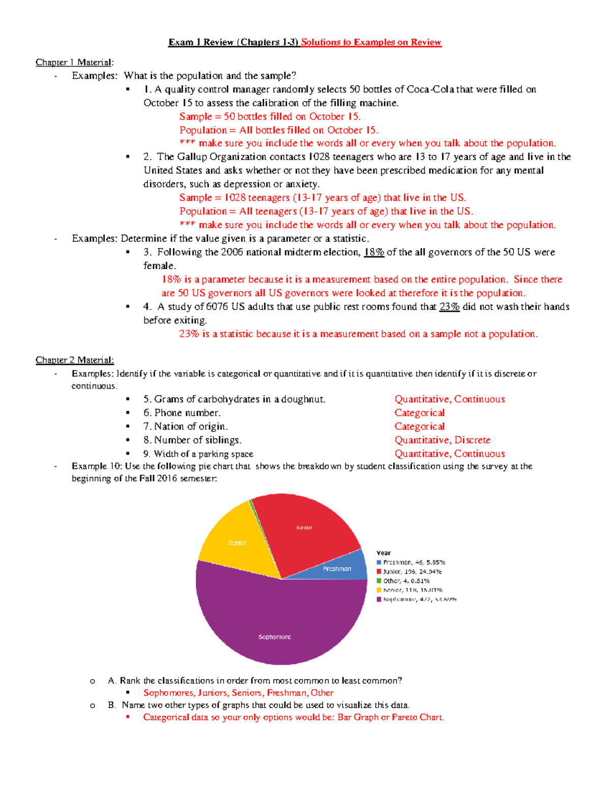 Exam 1 Review Solutions - Exam 1 Review (Chapters 1-3) Solutions To ...