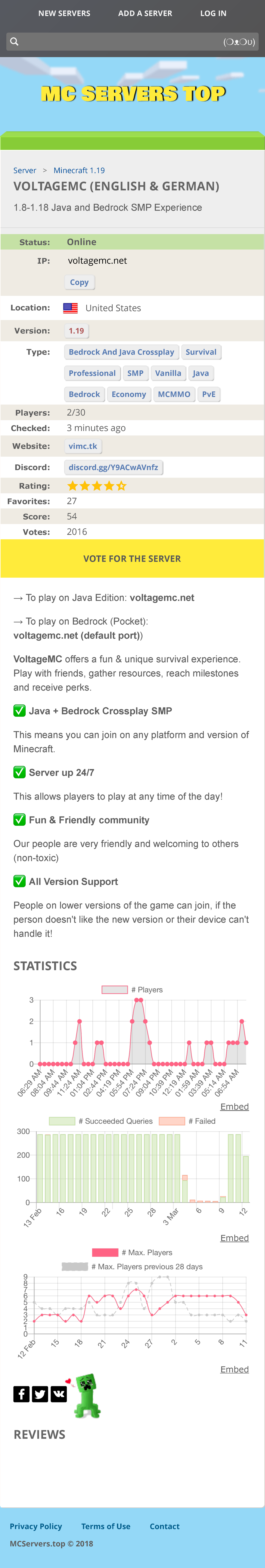 Screenshot 2023-03-13 at 08 - MC SERVERS TOP Server > Minecraft 1 ...