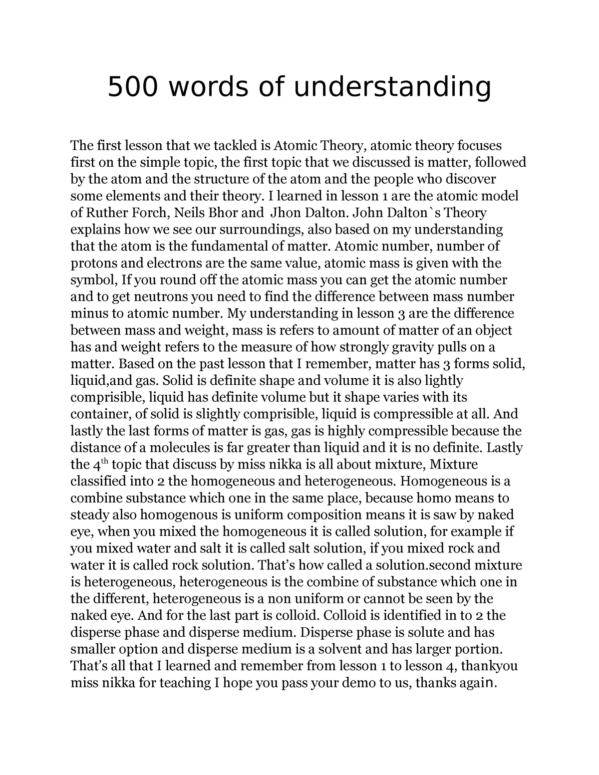 essay about science 500 words