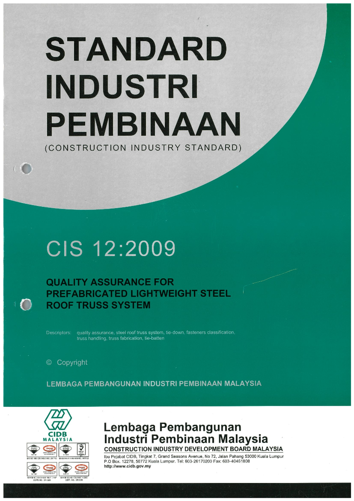 CIS-12 2009 - CIDB - Construction Technology - Studocu