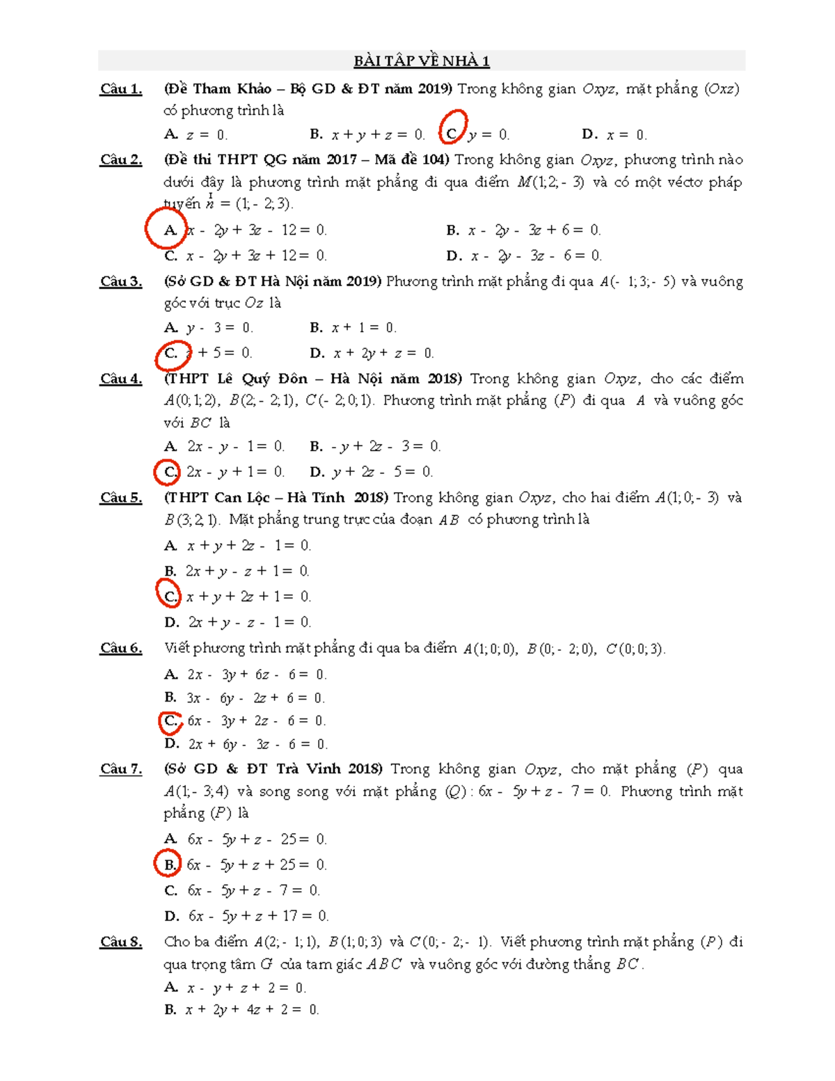 Bài tập mp - post about mathematics - BÀI TẬP VỀ NHÀ 1 Câu 1. (Đề Tham ...