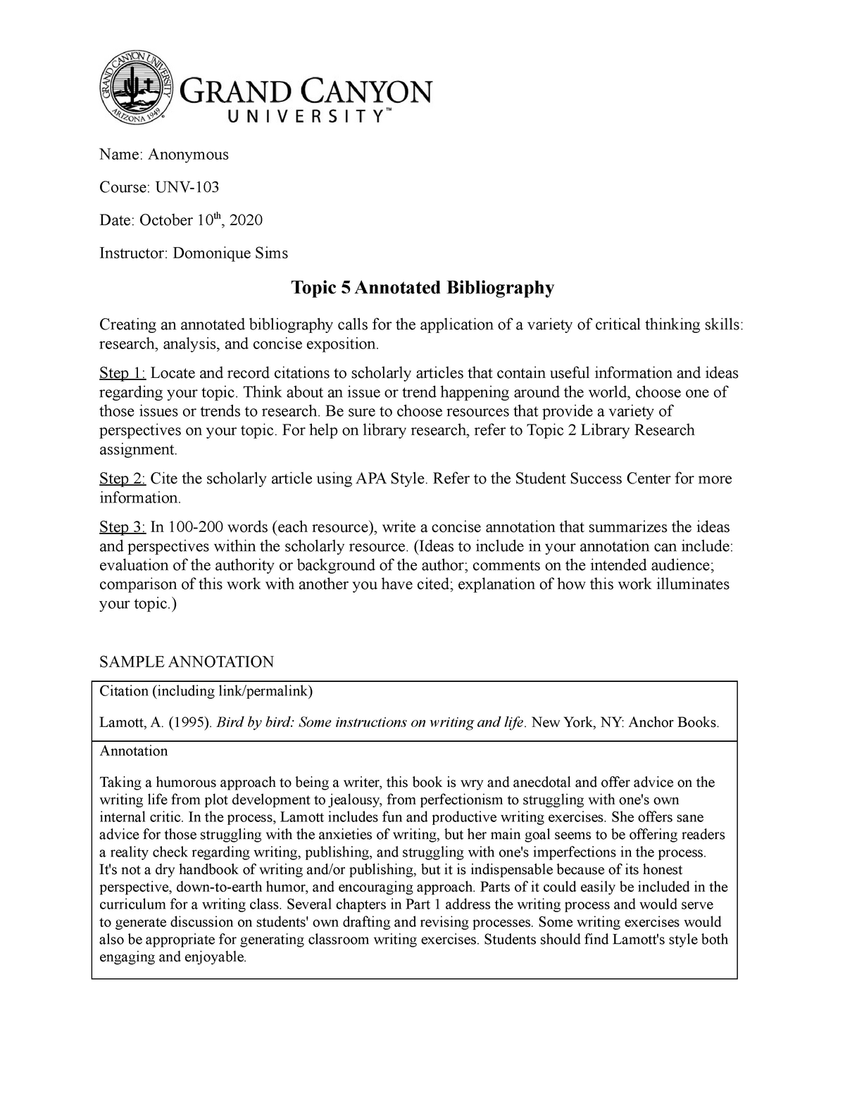 annotated bibliography example gcu