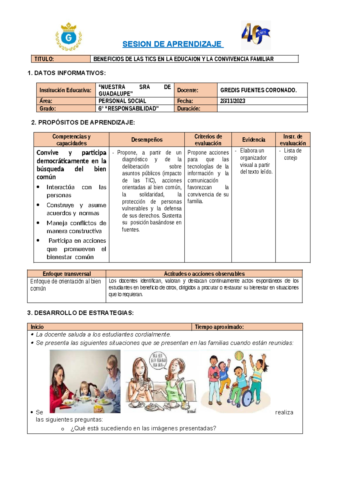 Sesion - Beneficios DE LAS TIC - SESION DE APRENDIZAJE TITULO ...