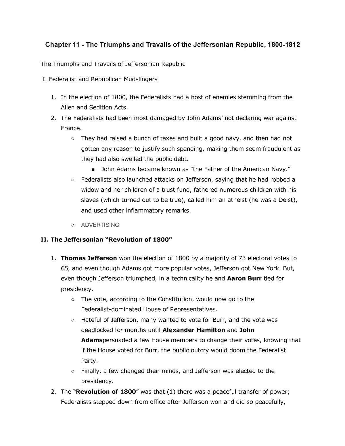 Chapter 11 - The Triumphs And Travails Of The Jeffersonian Republic ...