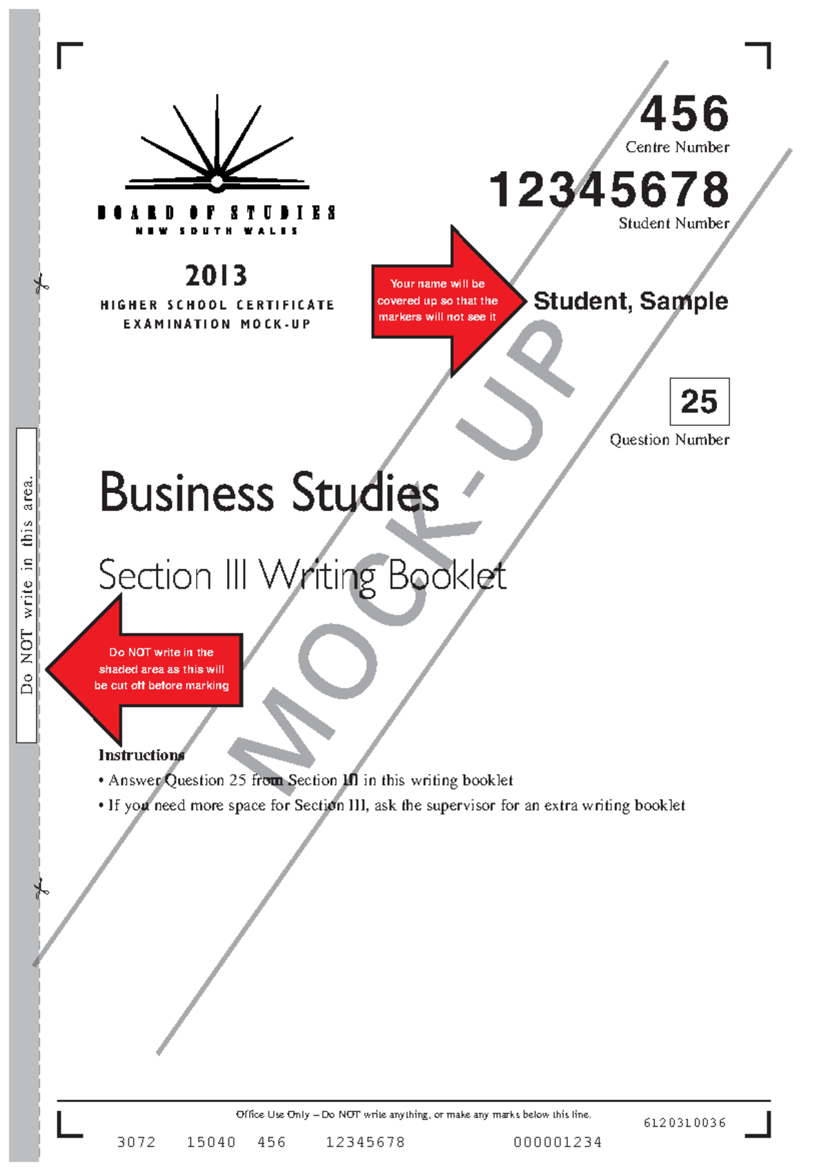 HSC Writing Booklets - Office Use Only – Do NOT write anything, or make ...