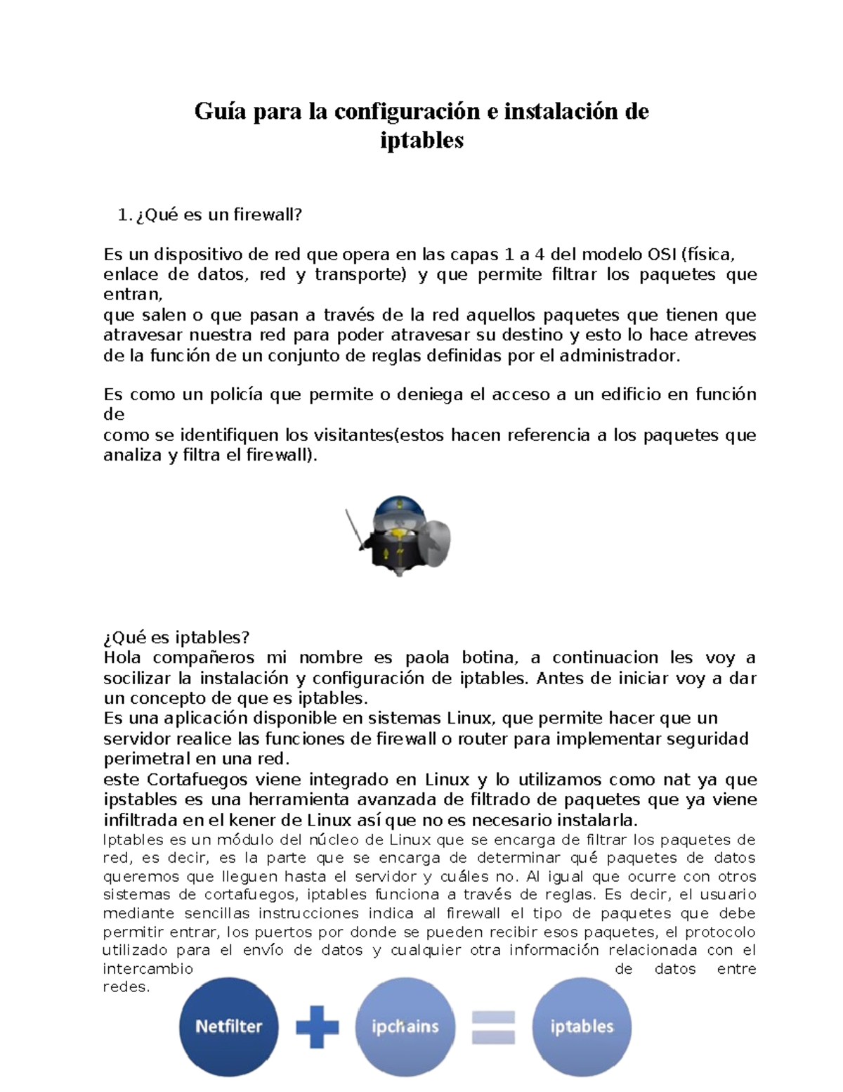 Iptables - practica de redes - Guía para la configuración e instalación ...