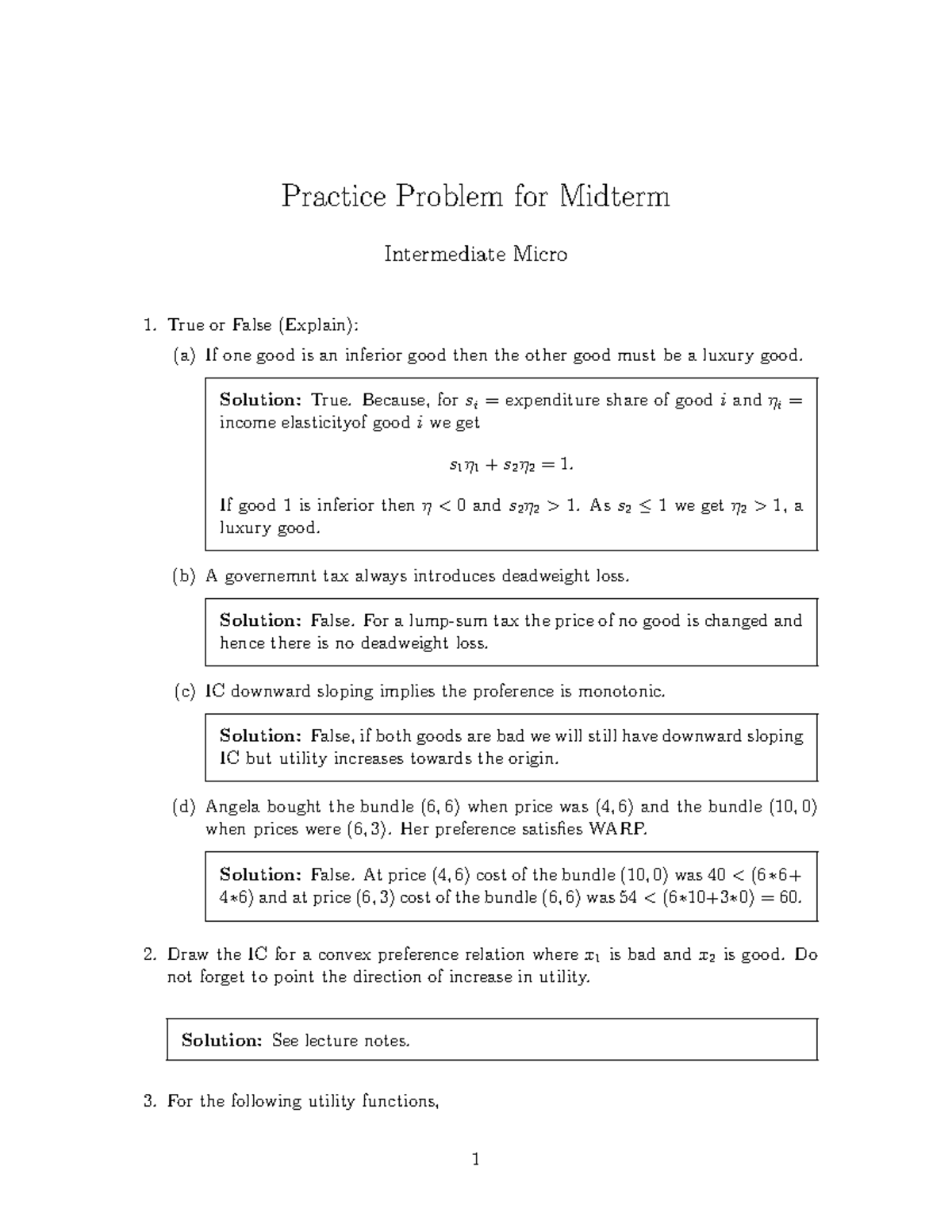 Practice problems answerkey - Practice Problem for Midterm Intermediate ...