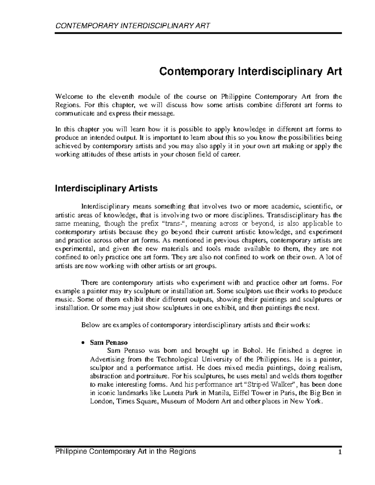 Week 016-Course Module-Contemporary Interdisciplinary Art ...