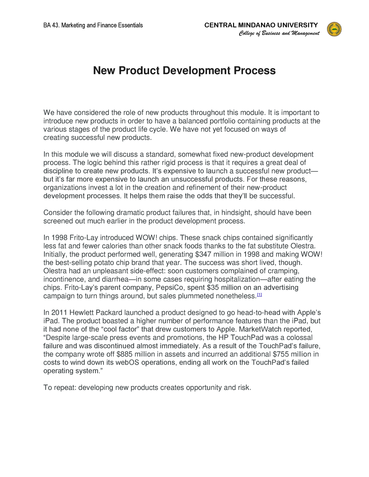 product development assignment pdf