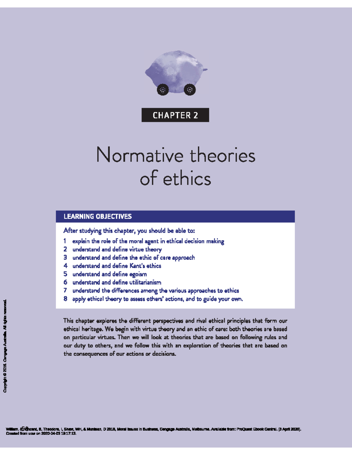 COMM101-Chapter 2 normative theory of ethics - Business Ethics - StuDocu