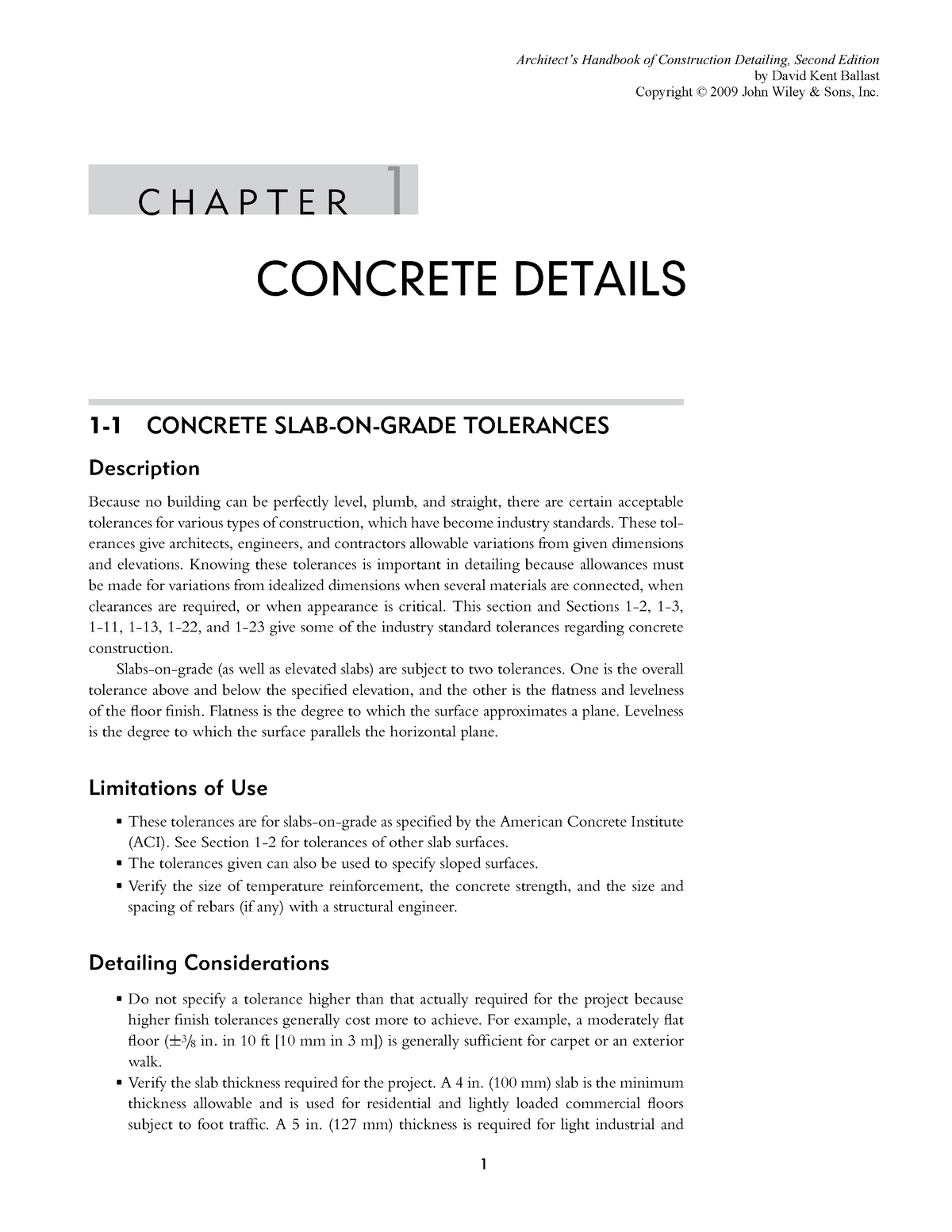 Concrete details - C H A P T E R 1 CONCRETE DETAILS 1-1 CONCRETE SLAB ...