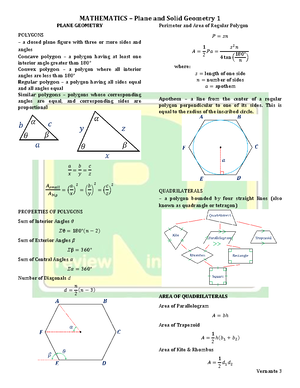 Formula Charts - Plane and Solid Geometry Formulas Prepared by: RTFV e ...