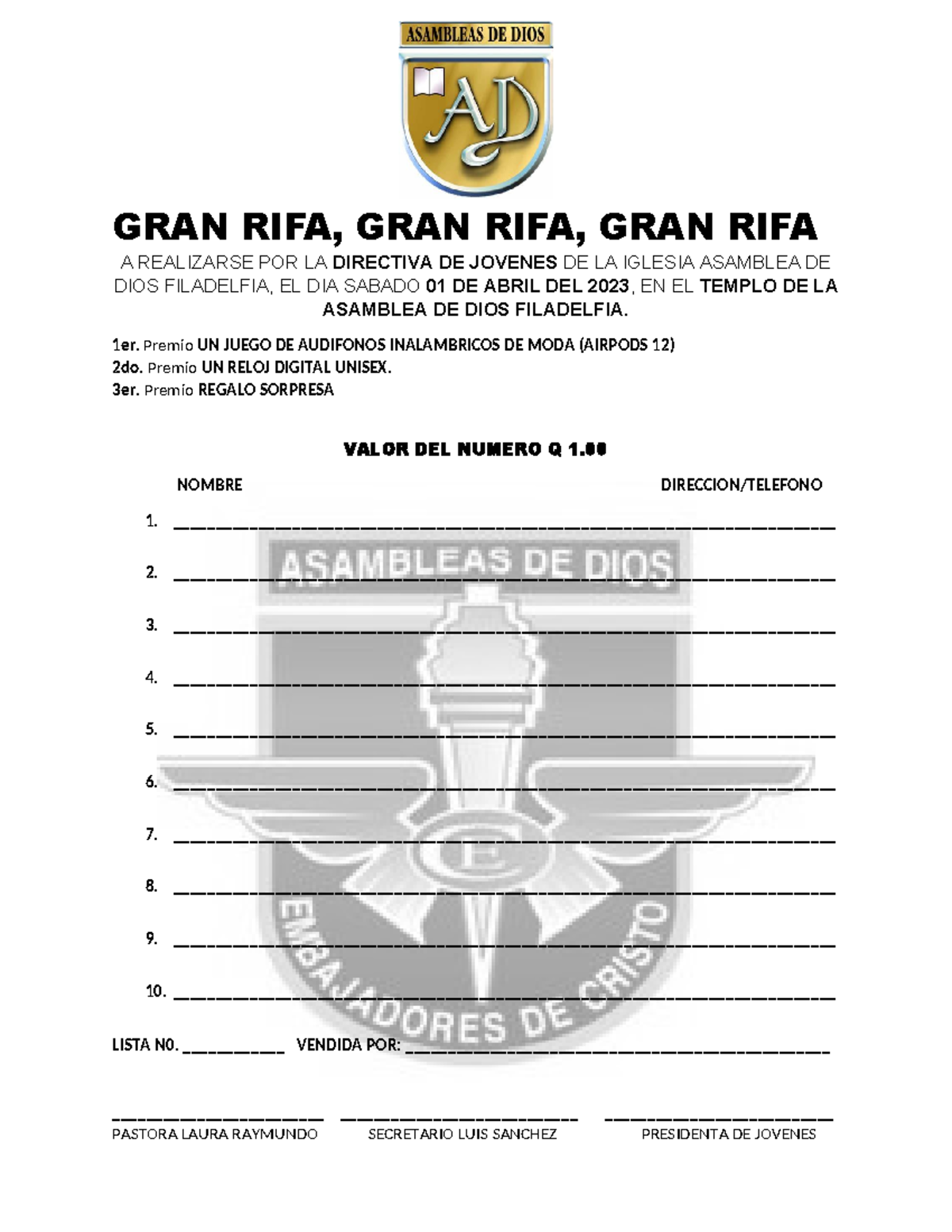 RIFA DE Jovenes - rifa - GRAN RIFA, GRAN RIFA, GRAN RIFA A REALIZARSE ...