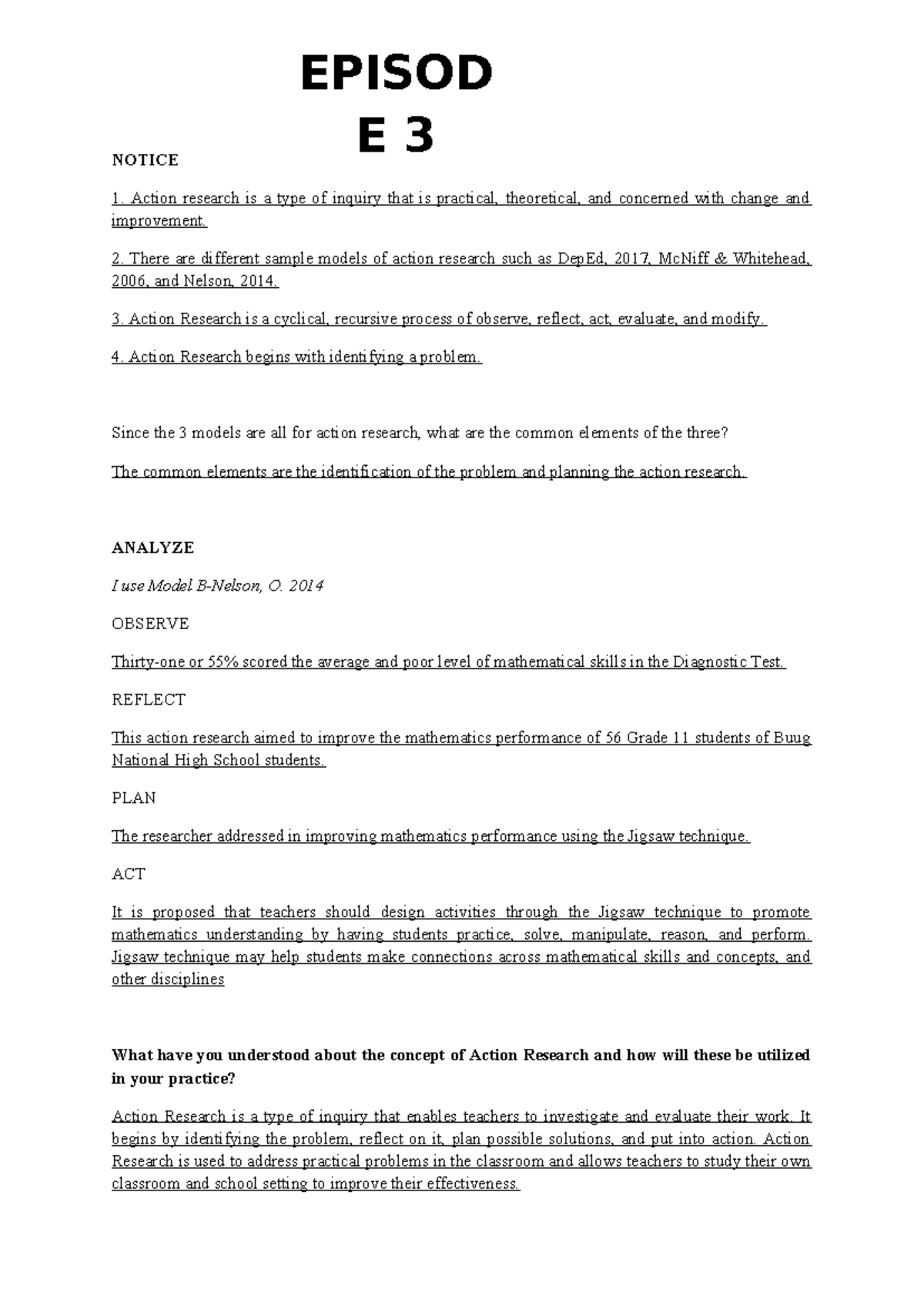 FS2 Episode-3 - Answers FS - NOTICE 1. Action research is a type of ...