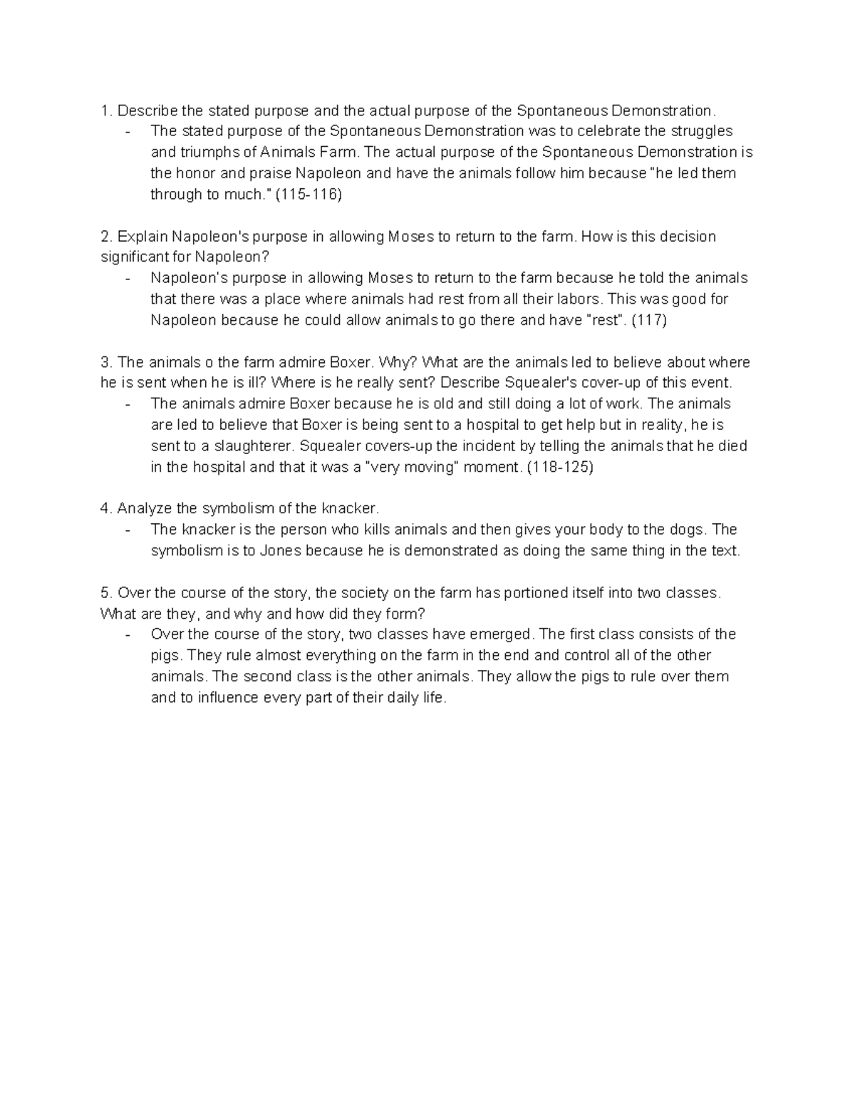 Animal Farm Chapters 9 and 0 Describe the stated purpose