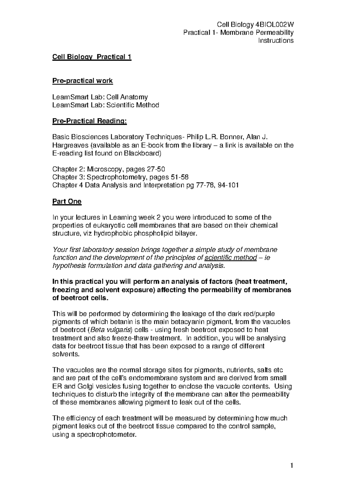 Cell Biology Practical 1 -FULL Instructions Final for 2017 - for ...