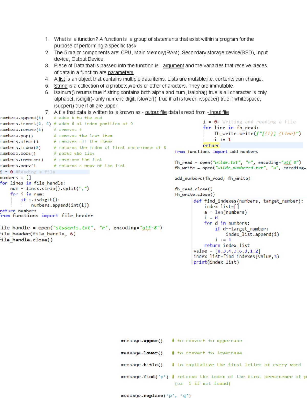 CP104-Cheat Sheet - What is a function? A function is a group of ... image.