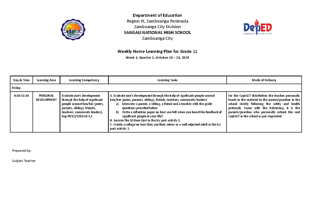 Weekly-HOME- Learning-PLAN-SHSG11-Week5 perdev - Department of ...