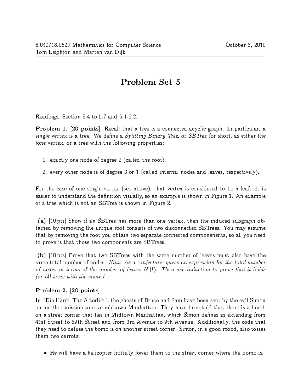 Mathematics for Computer Science Problem Set 5 - Studocu