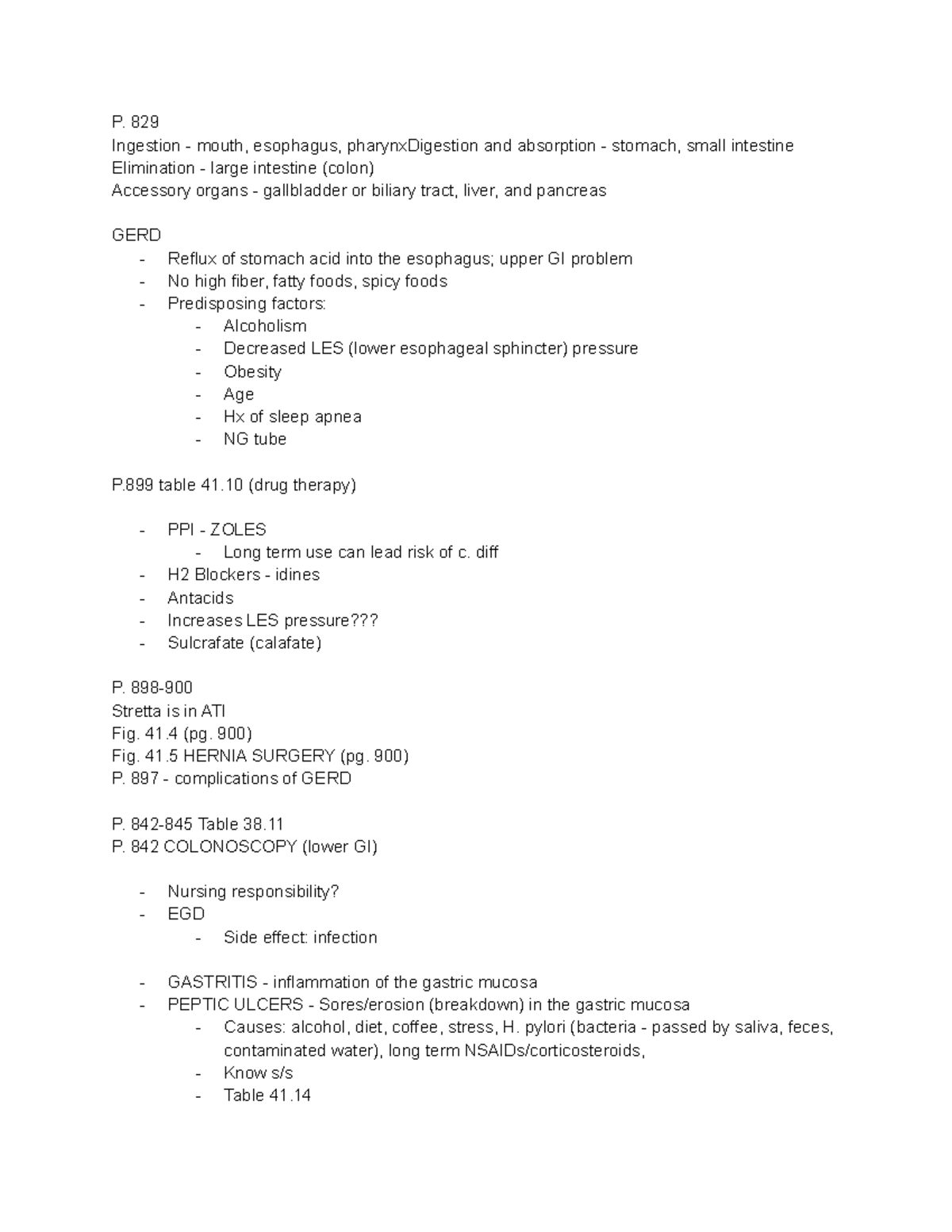 MS week 2 class notes - sdfghjk - P. 829 Ingestion - mouth, esophagus ...