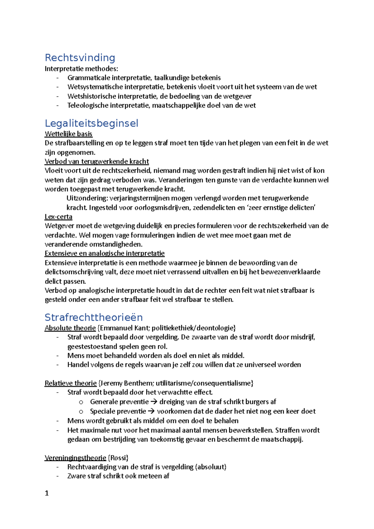 Strafrecht Samenvatting - Rechtsvinding Interpretatie Methodes ...