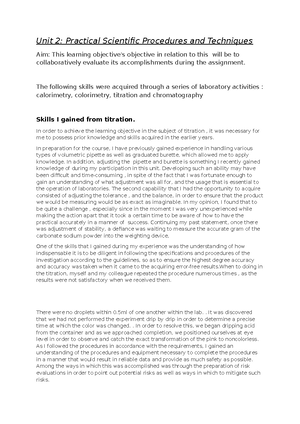 Unit 2 tritation - Unit 2 Btec applied science Titration assignment ...