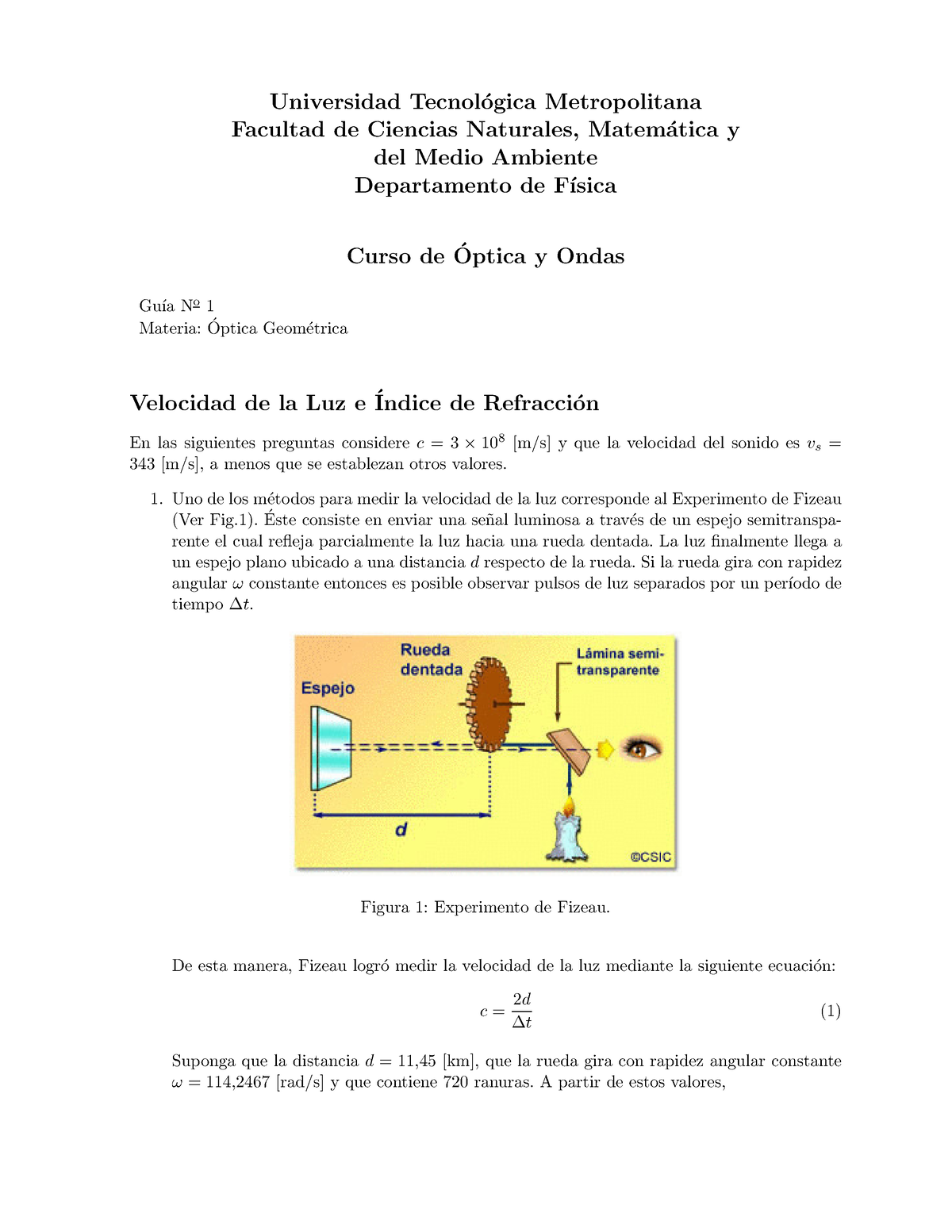 Guia04 Ejercicios Optica Geometrica Universidad Tecnol ́ogica Metropolitana Facultad De 4581