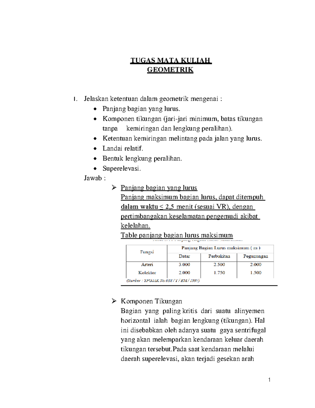 Tugas Geometrik Jalan RAYA-PART 1 - 1 TUGAS MATA KULIAH GEOMETRIK ...