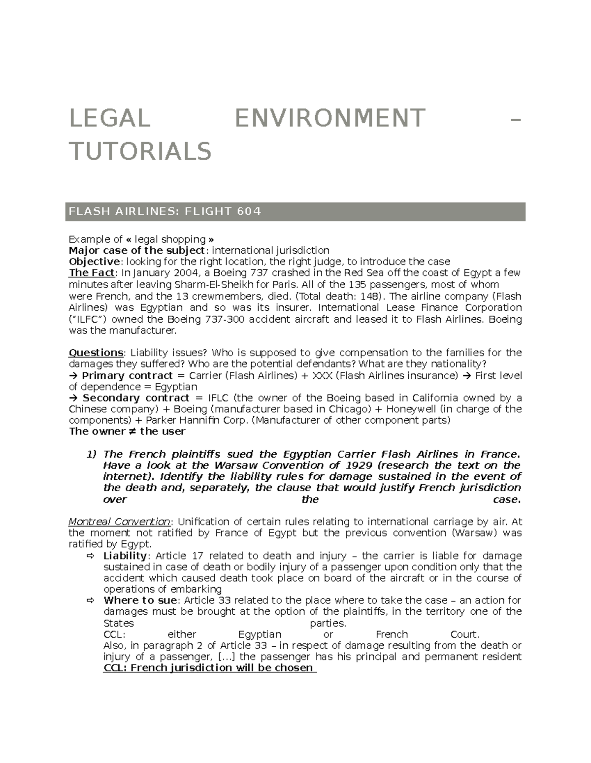 Legal Environment – Tutorials - LEGAL ENVIRONMENT – TUTORIALS FLASH ...