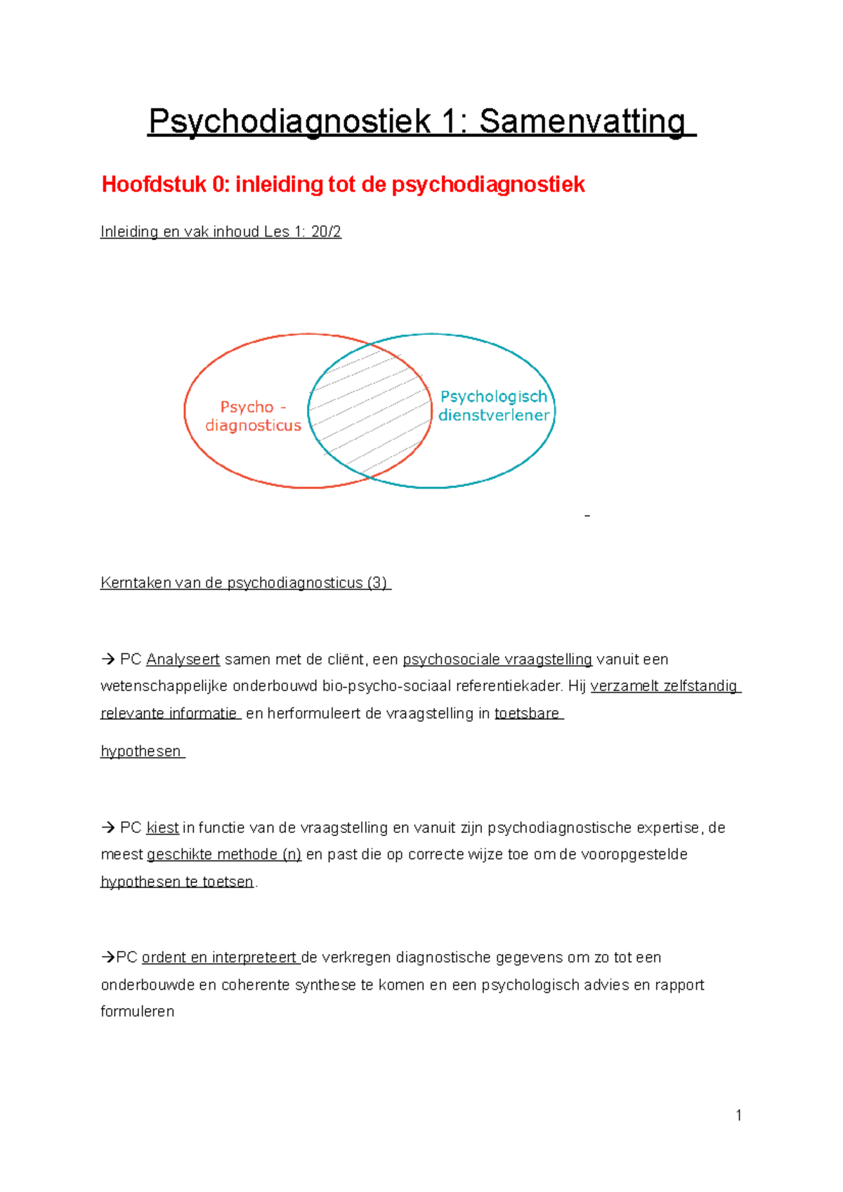 Samenvatting Psychodiagnostiek 1 Volledig - Psychodiagnostiek 1 ...